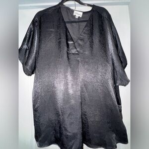 ANDREE BY UNIT Shimmering Black V-Neck Top